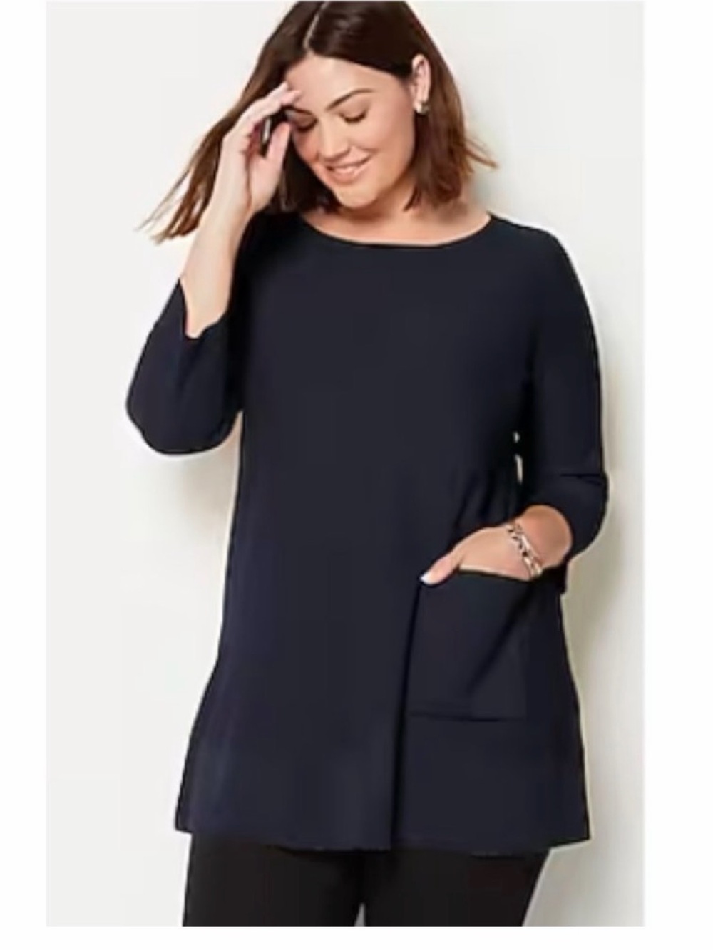 J. Jill Navy 3/4 Sleeve OnePocket Tunic